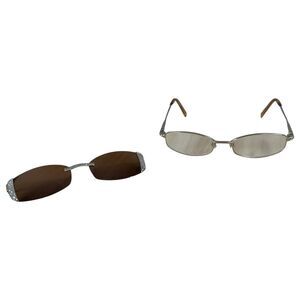 Easy Clip Eye Gold Glasses Frames with Clip On Sunglasses – NEEDS LENSES